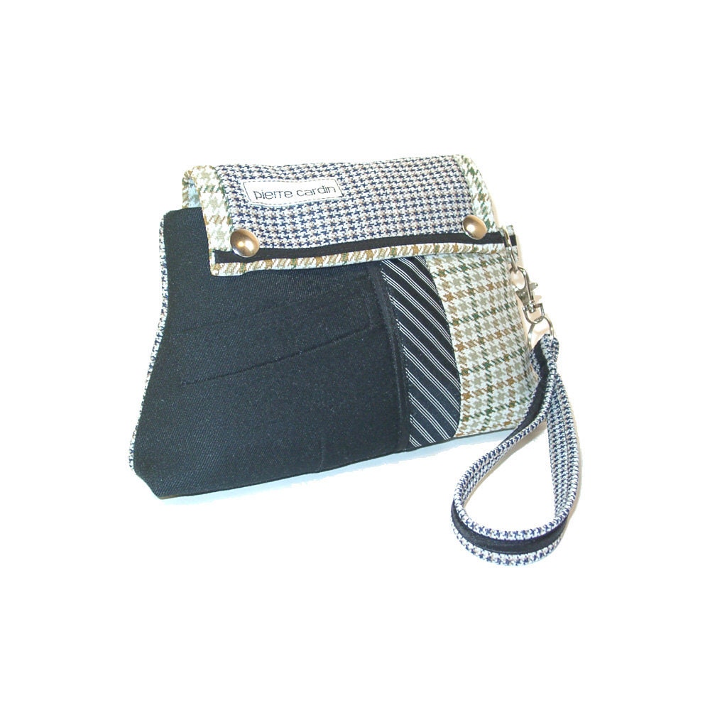 Wristlet / clutch from recycled suit coats - Lil' Jimmy Mini Bag No. 5211 - Double knit 70's Special