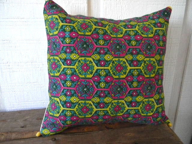 amazing colors and shapes in denim pillow cover