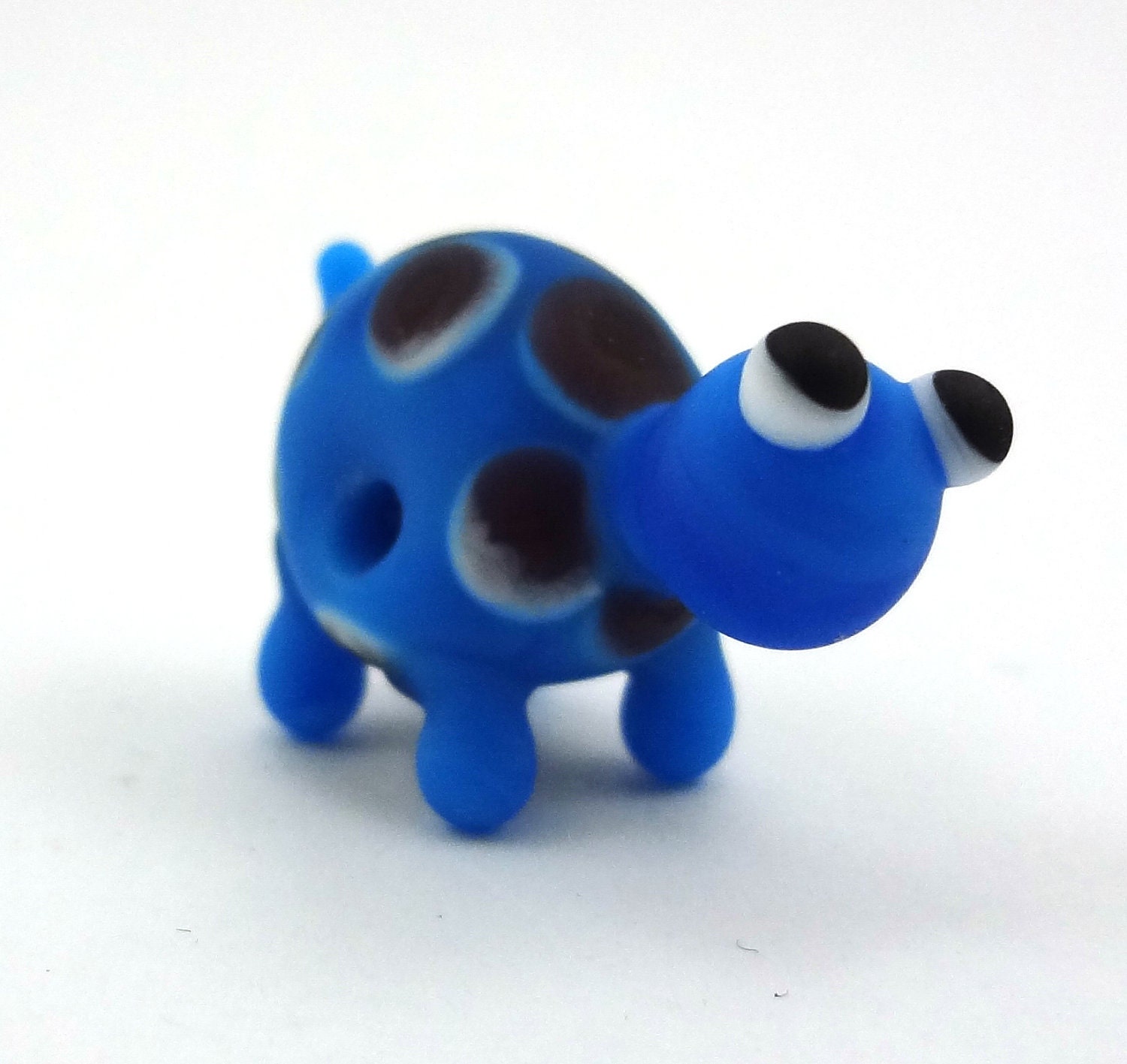 Blue and Purple Turtle Lampworked Glass Bead Figurine