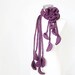 Diva Scarf in Dramatic Eggplant Purple - Hand Crocheted Art Scarf with large ruffle flower and vine with leaves by kanokwalee on Etsy