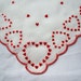 Vintage Handkerchief HANKY Hankie Sheer FLOCKED Red HEARTS Valentines Day Scalloped Edge