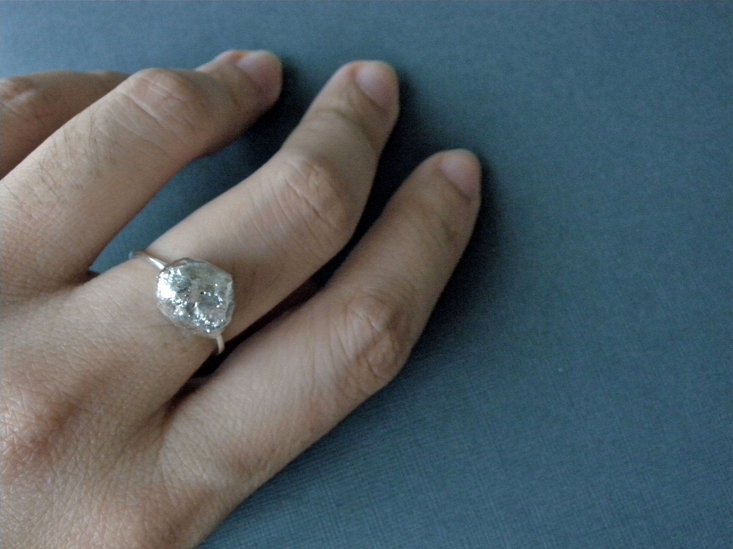 Comet Rock Sterling Ring Solid Silver Unique Uncut by NingSterling