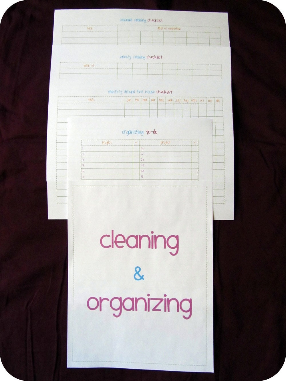 cleaning & organizing set - editable - 4 documents