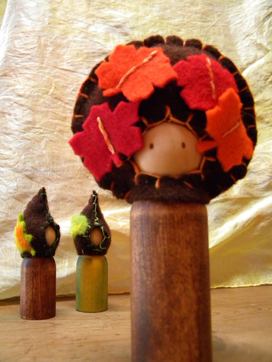 Autumn Waldorf Peg Doll Gnome, Maple Tree, large