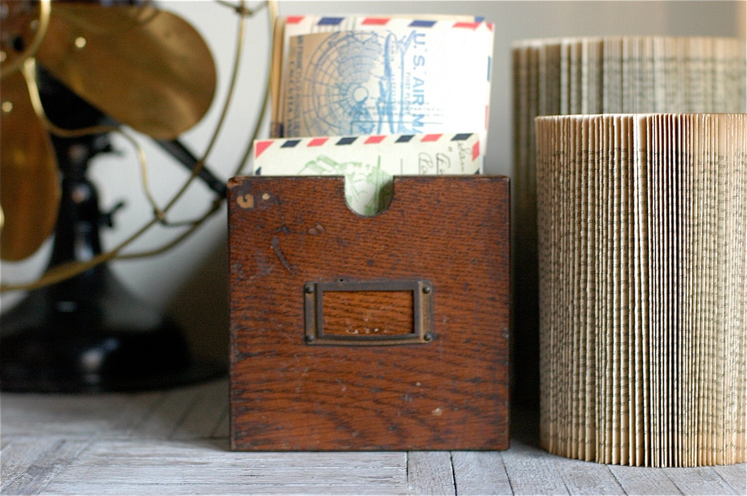 Vintage Library Card File Drawer