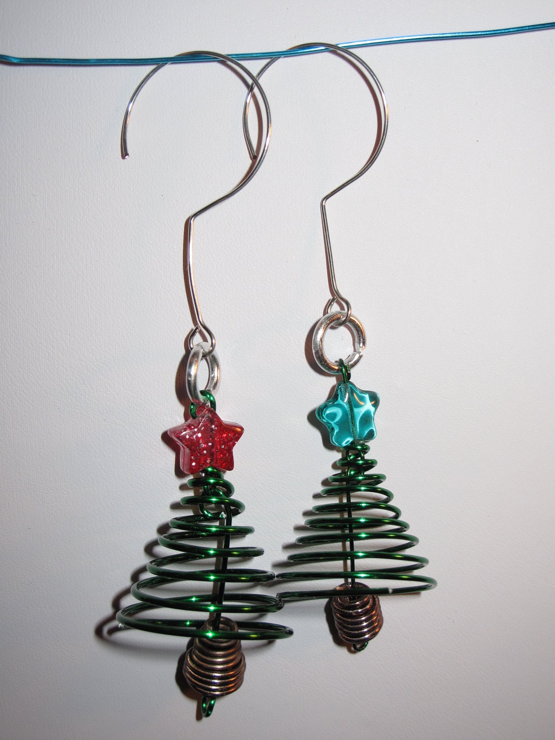 2 Wire Wrapped Christmas Tree Ornaments