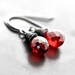 Red Earrings, Garnet Red Faceted Briolette Oxidized Sterling Silver Dangle Earrings - Fire Engine