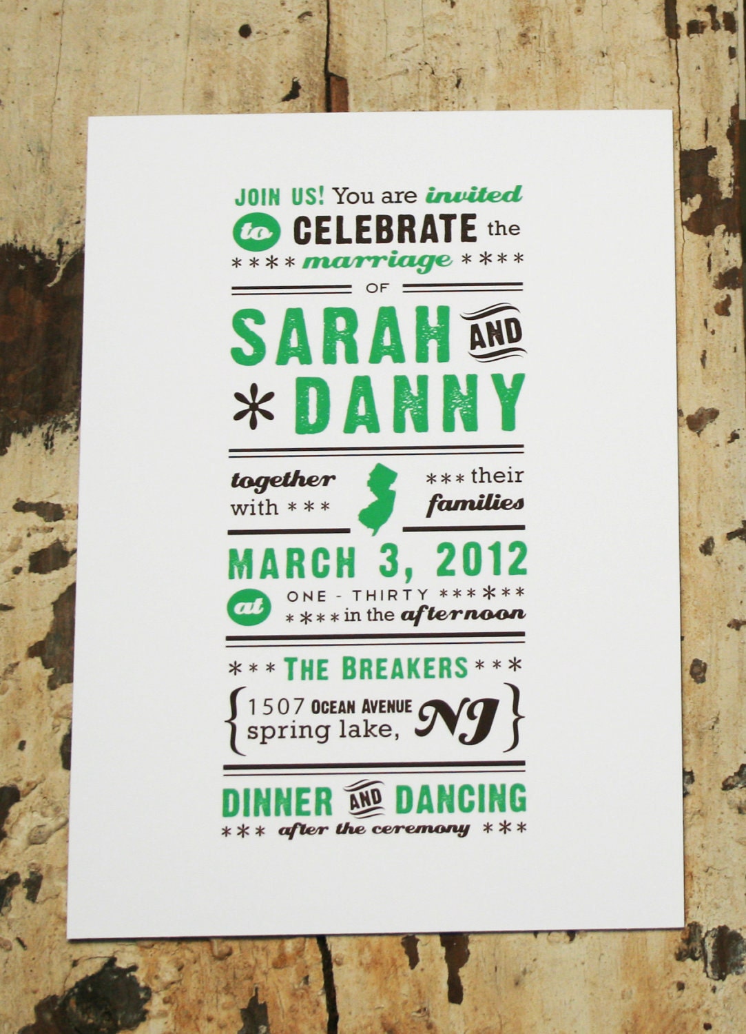 New Jersey Wedding Invitation - NJ State Silhouette
