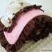 Minky Baby Blanket - Double Minky - Camouflage Sand w/ Hot Pink Dimple Dot - Includes Brown Satin Trim Ruffle - Toddler Size