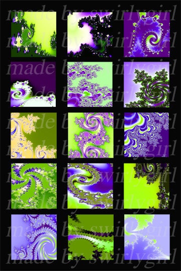 Fractal Fantasia 4 x6 inch Scrabble Tile Size Digital Collage Download $1.99