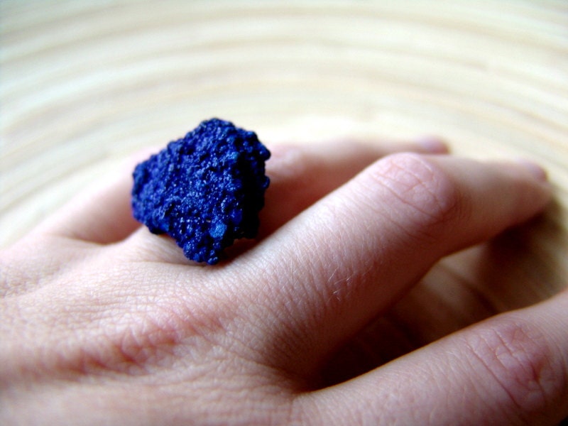 Azurita stone blue ring - Sterling silver
