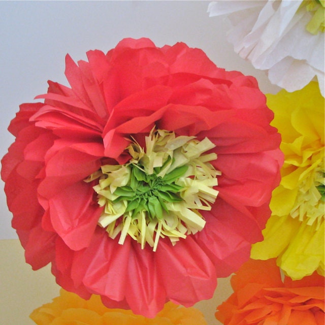 Poppy Love - 5 Giant Hanging Paper Flowers - 18-20 inch - Party Blooms by Whimsy Pie
