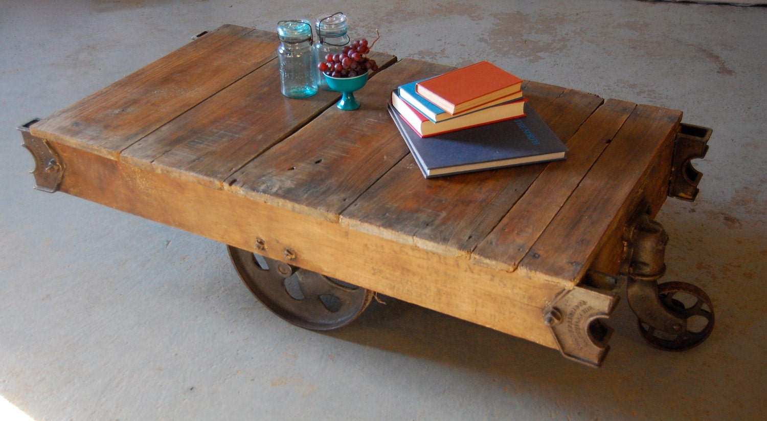 Vintage Antique Industrial Factory Cart Coffee Table...Refinished