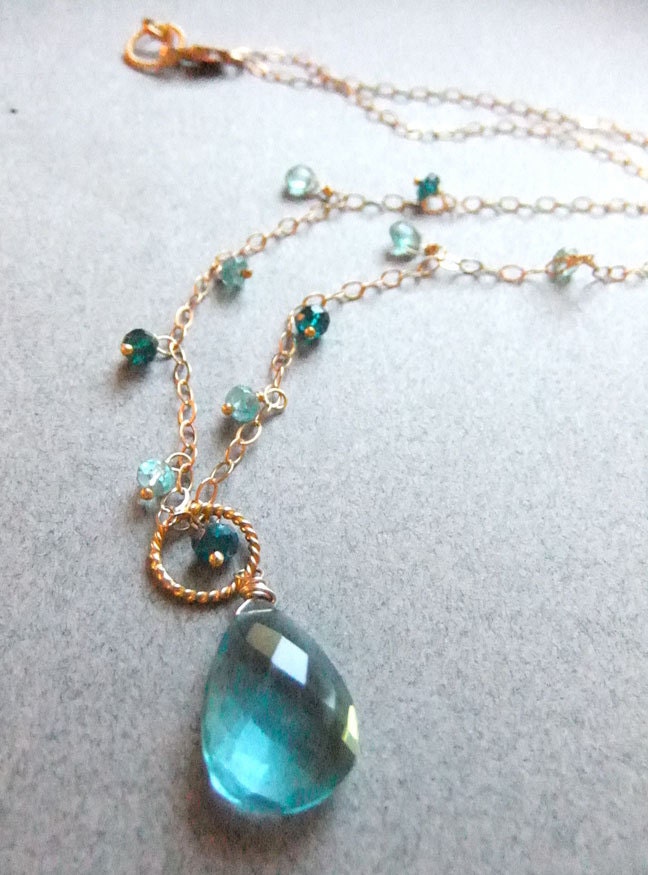 Mermaid Aqua Quartz Apatite and Amazonite Necklace