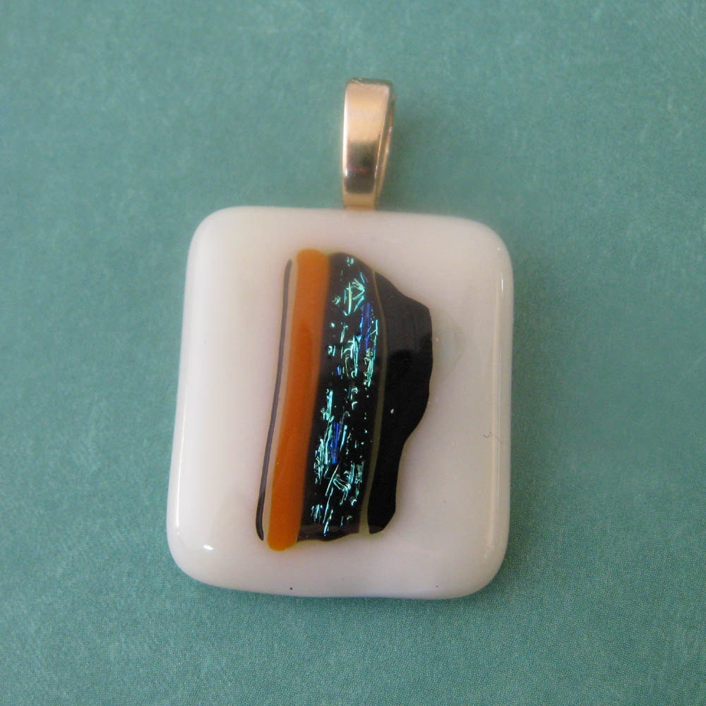 Glass Slides for Necklaces, Glass Pendant with dichroic glass accents - Opportunities Knock - 2607