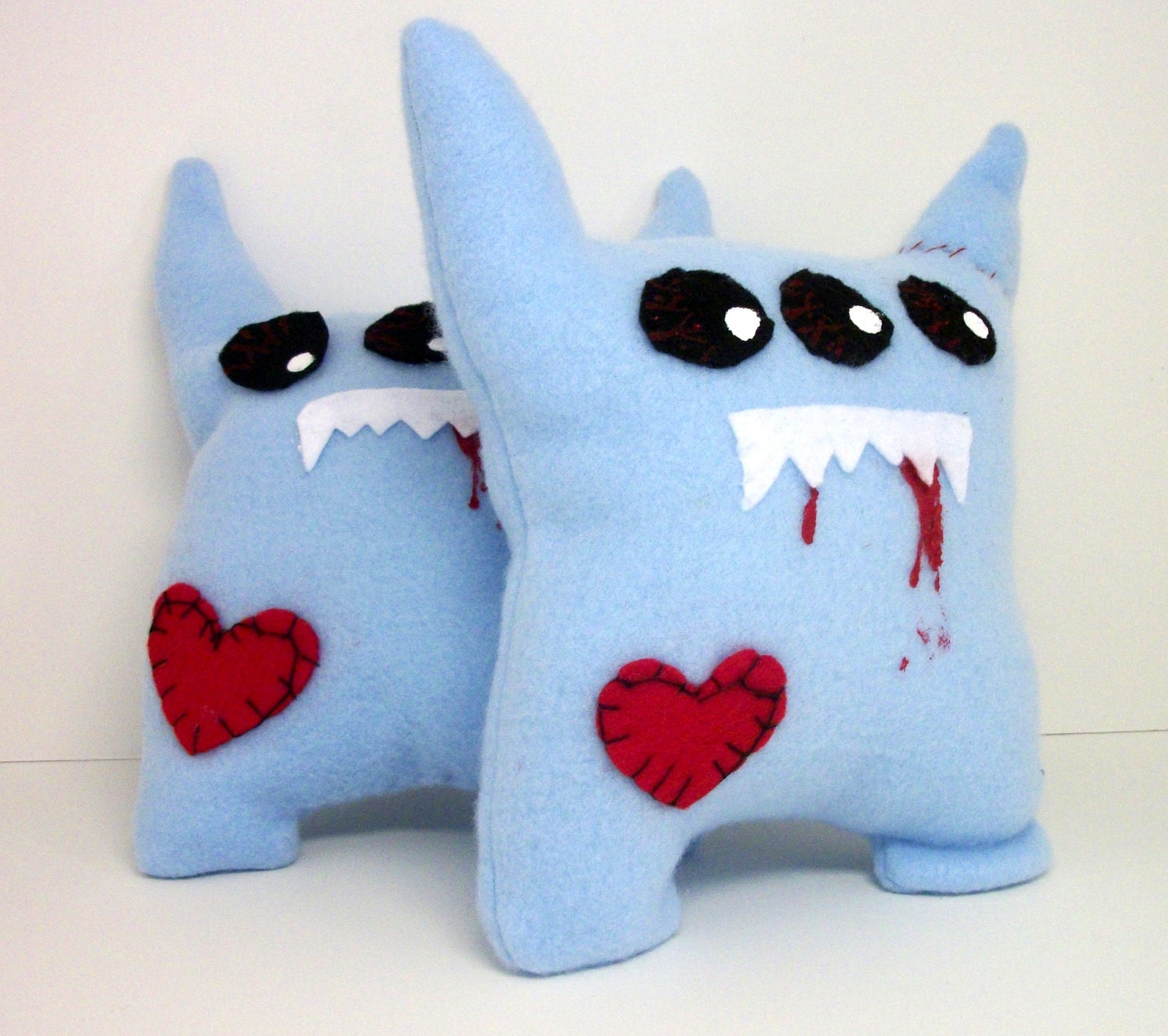 Monsturo the monster plush. Bloody, teeth, scar, goth, heart.