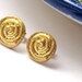 Gold spiral earring studs, 24k Gold plated sterling silver handmade jewelry