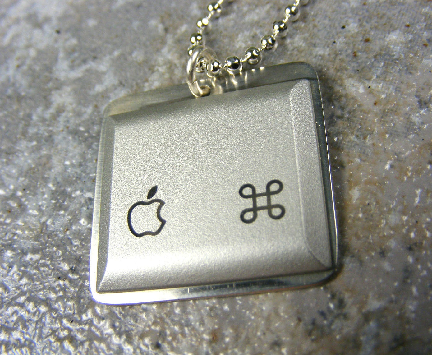 Apple iNecklace - Sterling Silver Recycled Computer Jewelry - sterling plated chain