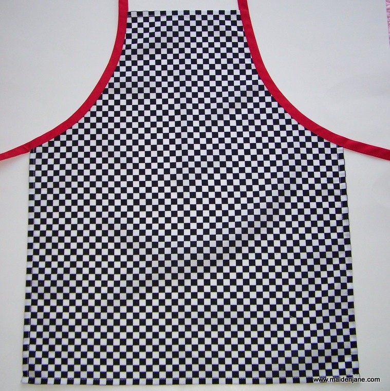 Apron - Child - Black and White Checkerboard - Racer Style - Boy