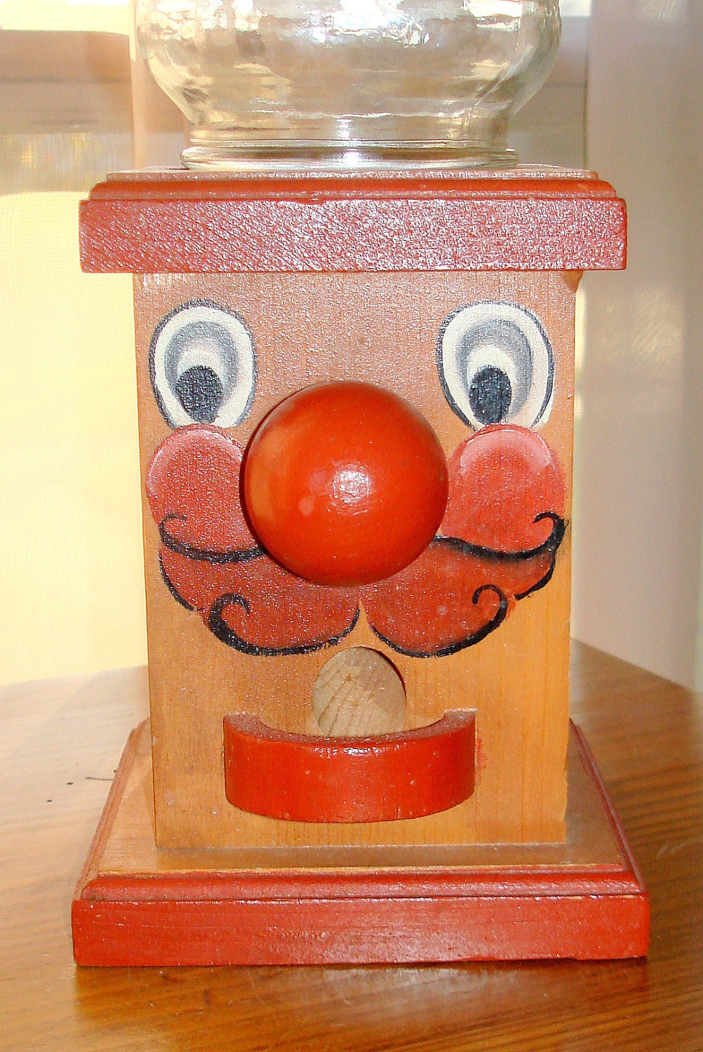 Vintage Candy Gumball Machine, Dispenser, Handmade, Wood, Hand Painted