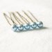 Light Blue Pearl Wedding Hair Pins. Set of 5, 8mm Swarovski Crystal Pearls