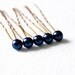 Night Blue Pearl Wedding Hair Pins. Set of 5, 8mm Swarovski Crystal Pearls. UK Next Day Delivery
