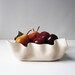 Ceramic bowl Gathered Fruit bowl Serving dish Salad bowl Centerpiece in cream stoneware pottery Wedgwood blue crochet texture Wedding gift