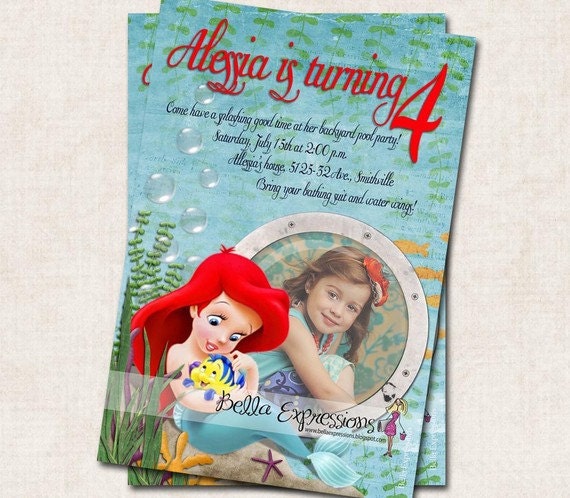 Under the Sea Birthday Invitation Ariel by missbellaexpressions from etsy.com