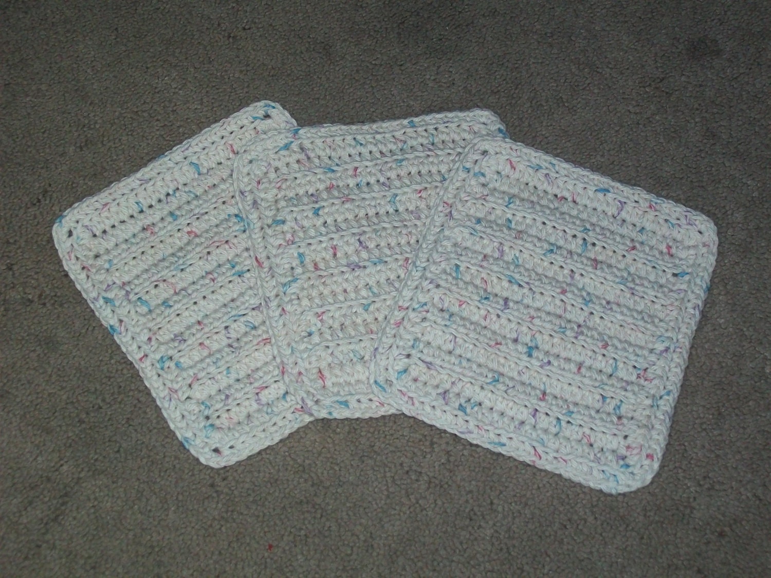 Cotton Crocheted Washcloths Set of 3 in Potpourri