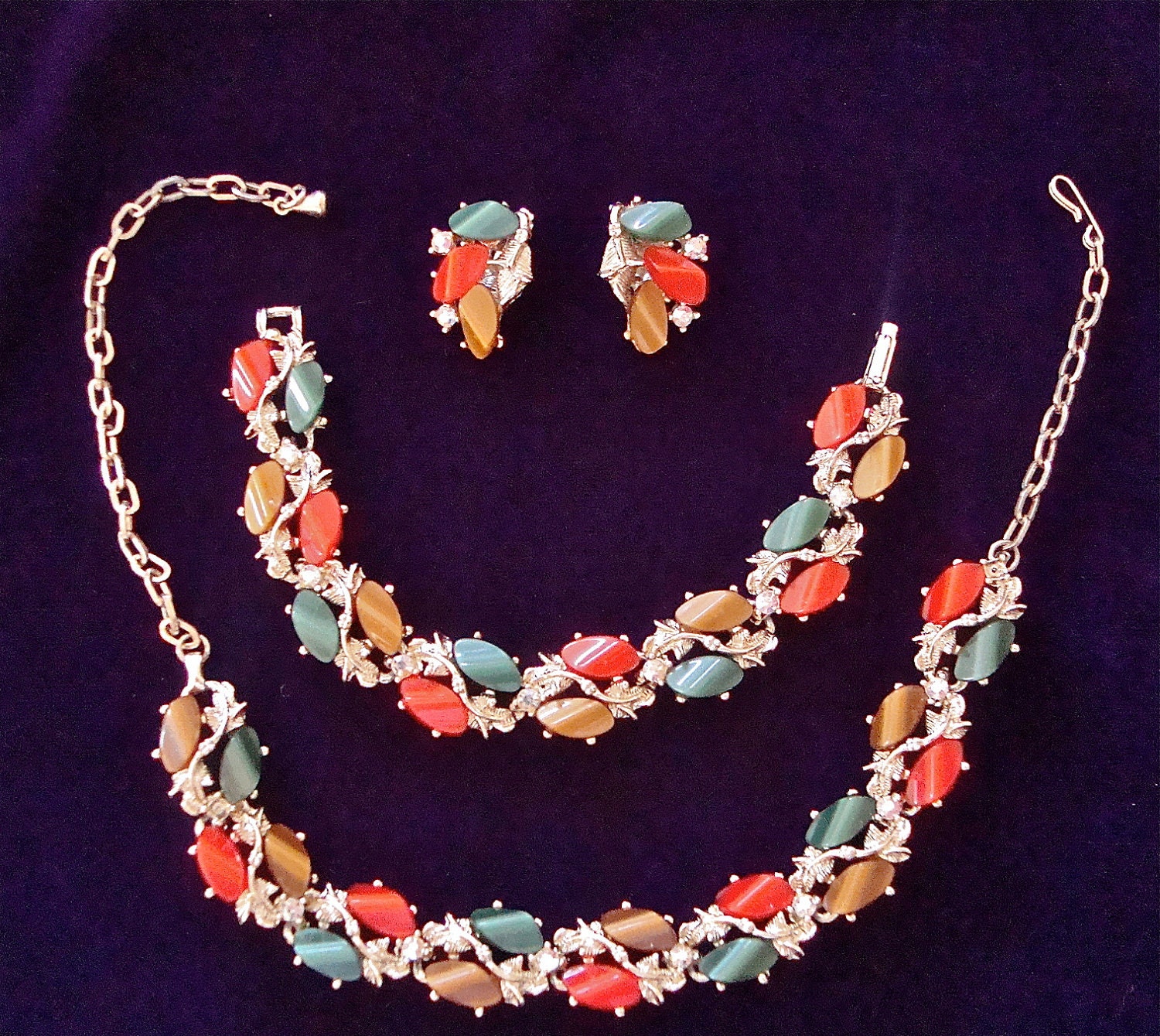 Full Parure of Vintage Plastics and AB Rhinestones