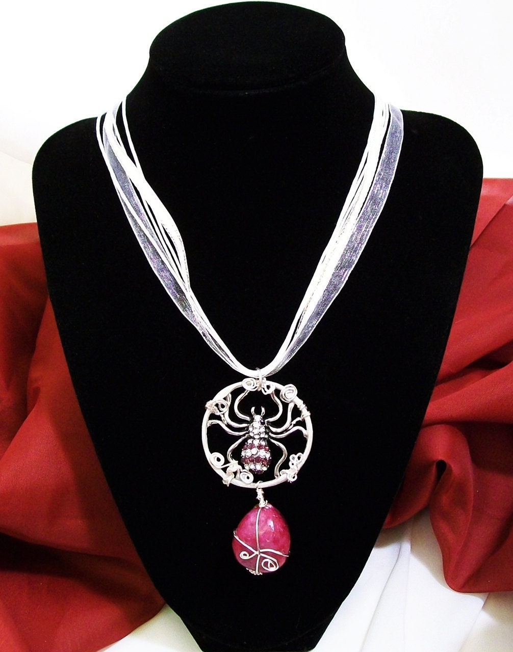 Spinner of Fate Crystal Spider Necklace