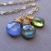 Gold Birthstone Necklace, Three Gemstones - Choose your Custom Stone Colors, 14K Gold Fill chain, Mother's Necklace