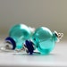 Teal Glass Earrings, Bottle Green and Cobalt Blue Earrings Sterling Silver  - Message in a Bottle