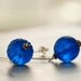 Earrings Cobalt Blue Vintage Lucite and Sterling Silver - simplify