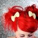 Pale Yellow Bow Clips, Glitter, Hair Accessories, Cute Kawaii Bows