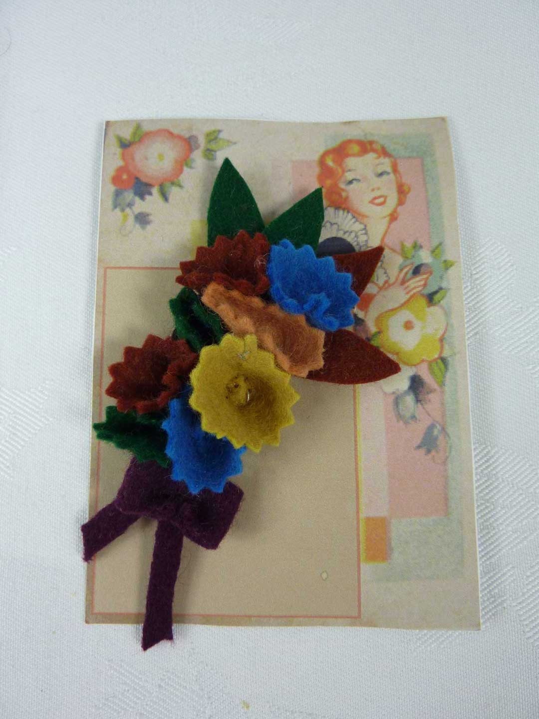 Vintage 1940s Felt Corsage  Brooch from Vintage Felt  made from Original 1940s Patterns