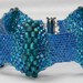 Beaded Blue Bracelet Blue Ocean Waves Bracelet Cuff Beadweaving Bangle - One Of A Kind - OOAK