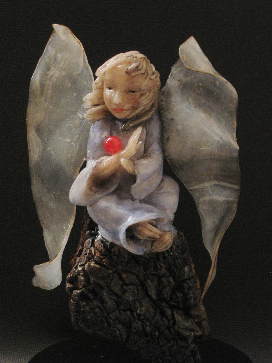 Lisa Snellings - Original Angel Sculpture - Clay on Wood