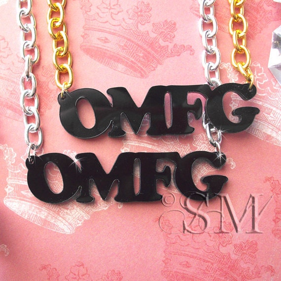 OMFG - funny necklace in black laser cut acrylic