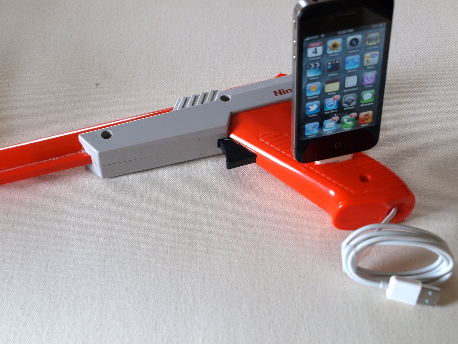 iPhone Dock and iPod Dock - Nintendo Light Gun - Orange NES Zapper