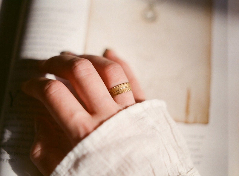 Vintage brass leaf ring - Willow. Custom made for sizes 3-5.5 Woodland style, natural history.