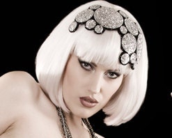 Spot Skullcap Half Hat, Glitter, Silver and Black