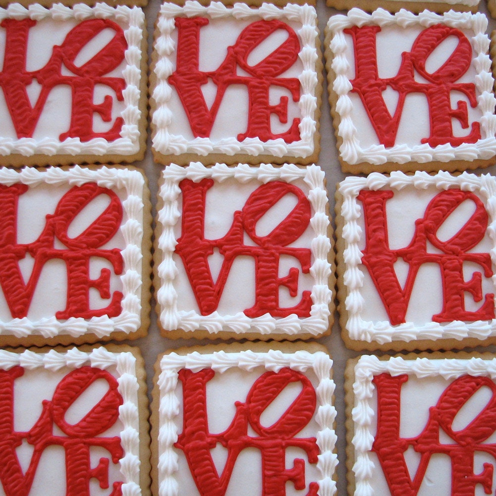 Red Love Valentine Cookie Gift Box (Chocolate) Half Dozen - MADE TO ORDER