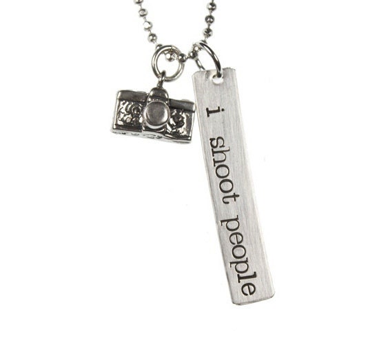 I Shoot People Hand Stamped Necklace