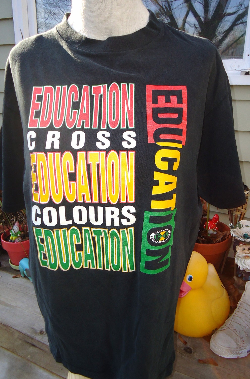 vintage tee CROSS COLOURS Education T Shirt Hip Hop