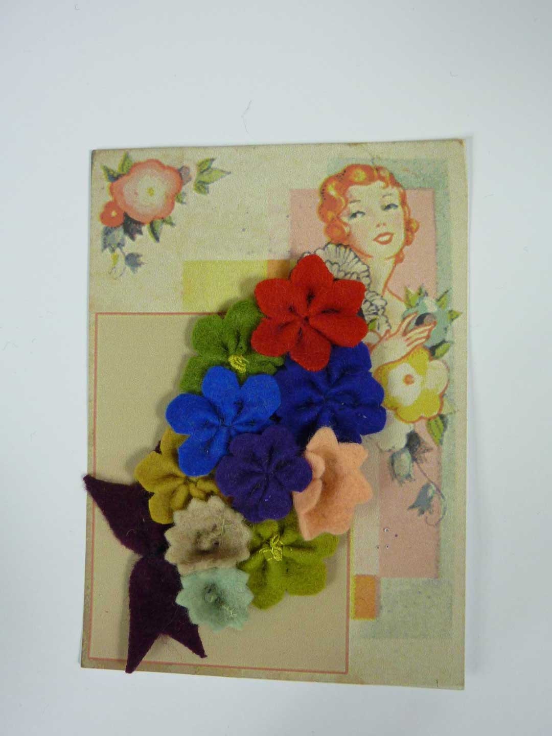Vintage 1940s Felt Corsage  Brooch from Vintage Felt  made from Original 1940s Patterns