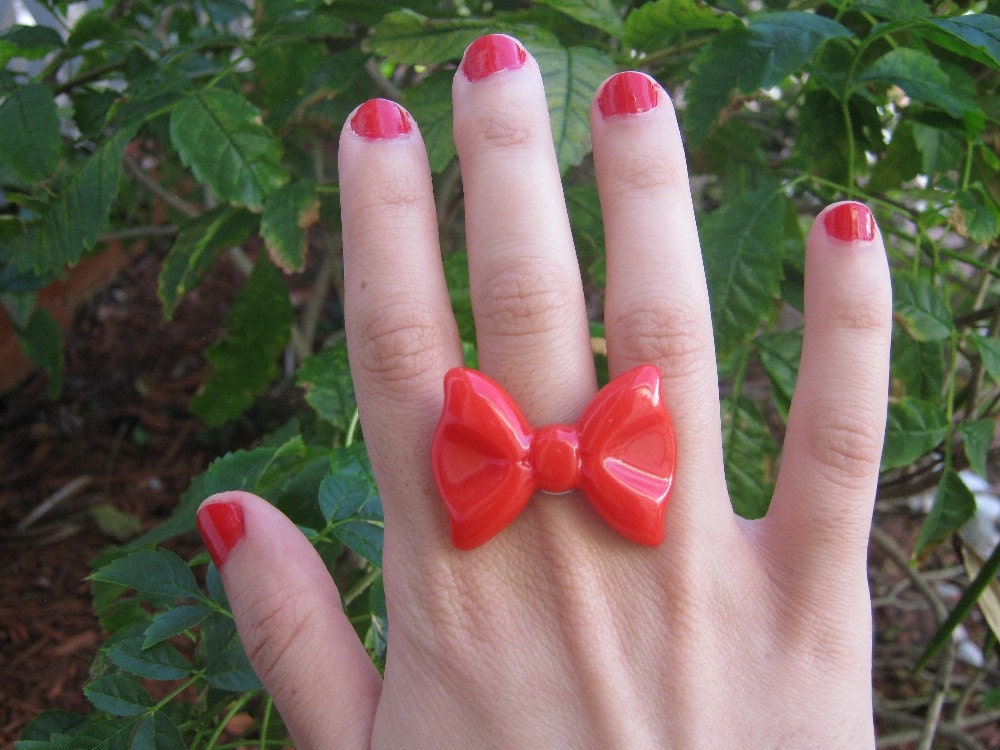 Classic Red Bow Ring by PinkFrog4U on Etsy from etsy.com