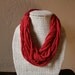 Eco-Friendly t shirt yarn infinity scarf - strawberry red