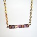 Simple Bar Necklace - Amethyst Cube Beads on Gold Tone Chain