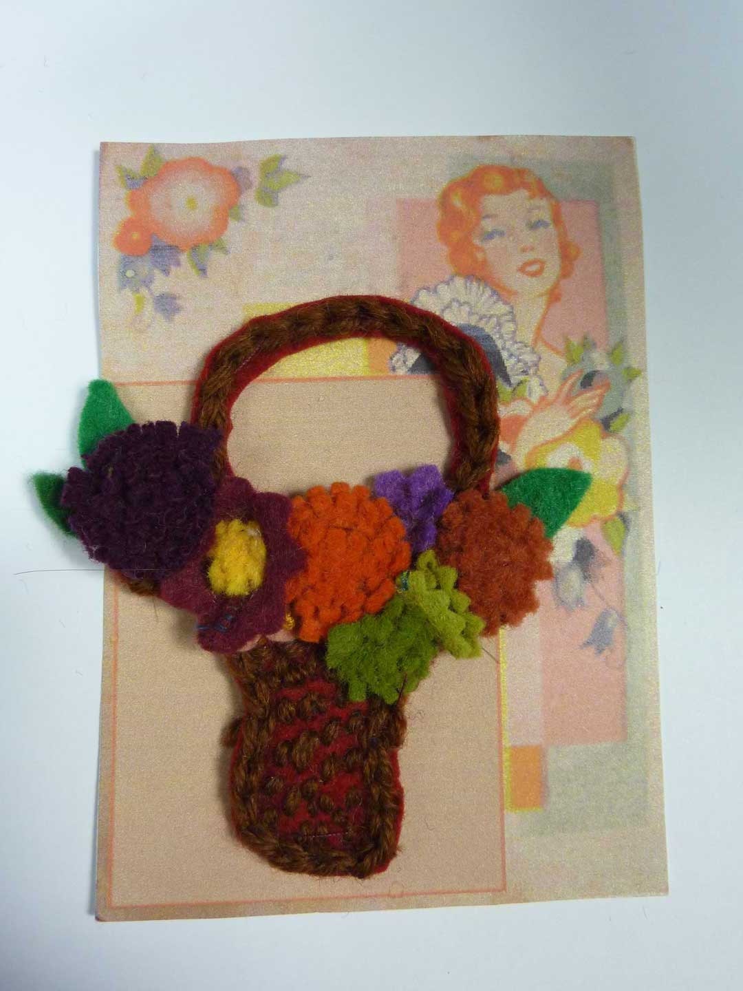 Vintage 1940s Felt Corsage  Brooch from Vintage Felt  made from Original 1940s Patterns